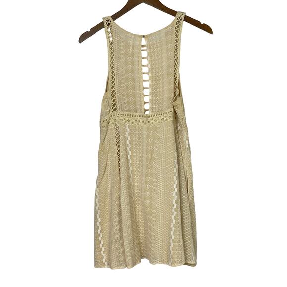 Free People | Wherever You Go Tan Embroidered Crochet Fit & Flare Mini Dress - Picture 4 of 10